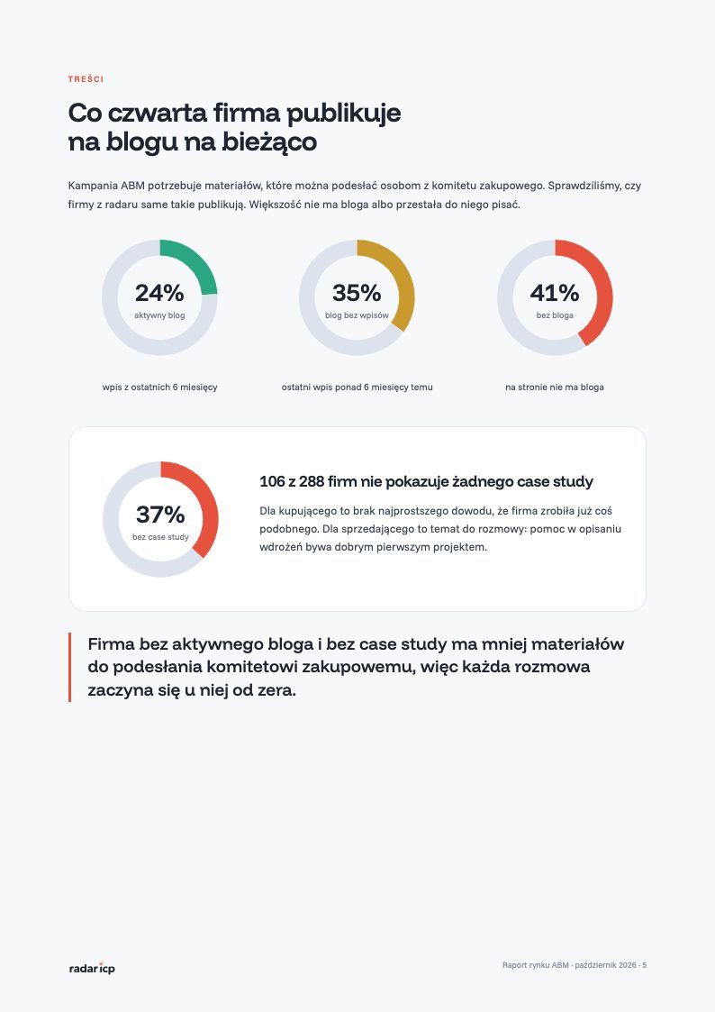 Strona raportu: blogi i case studies